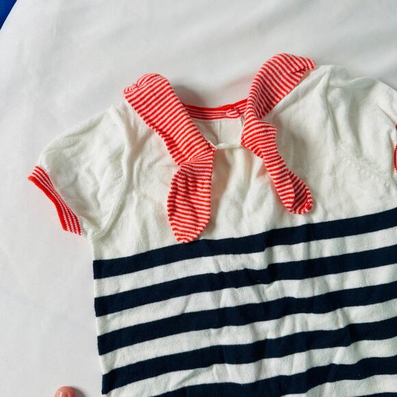 Vintage Nautical Striped Sailor Lightweight Romper - Picture 4 of 10